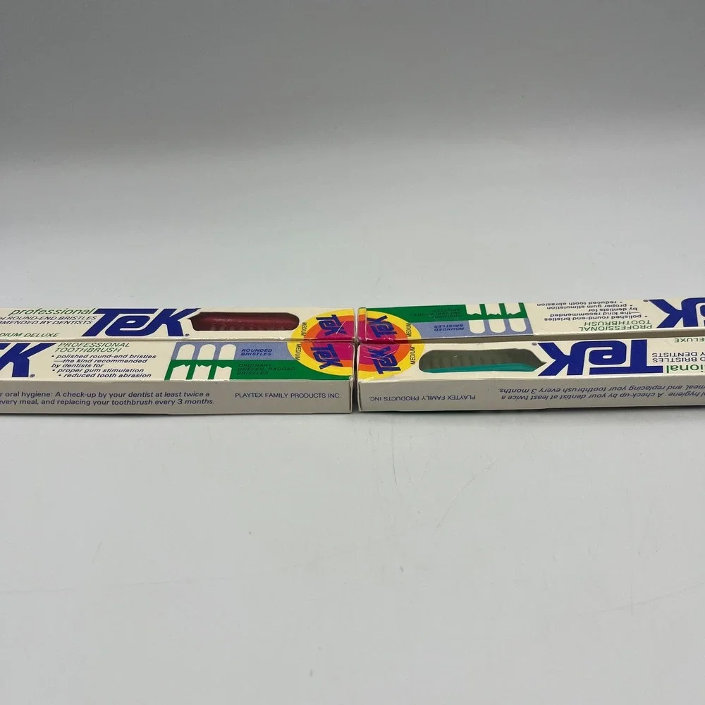 Tek Toothbrush Multi Adult OS 1985 Vintage Professional Medium 4 Pack NEW